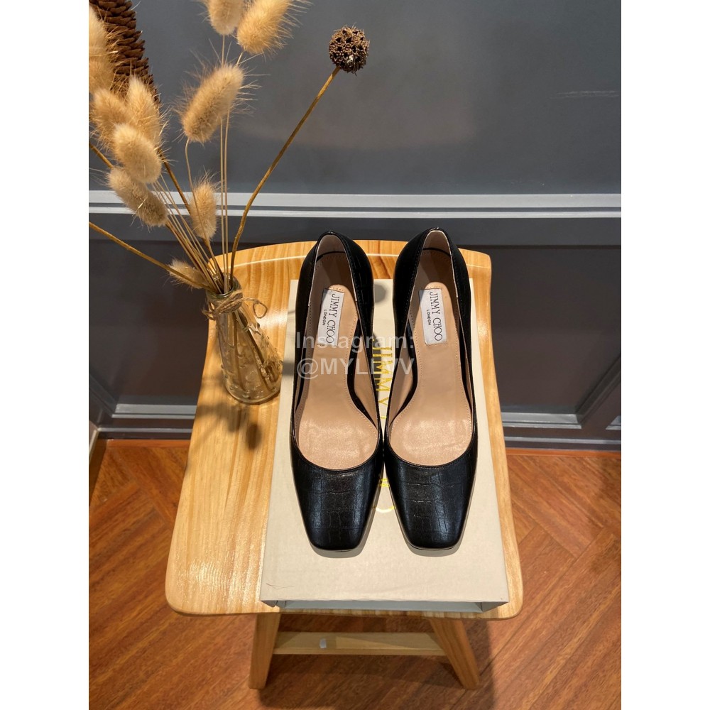 Jimmy Choo Soft Embossed Leather High Heel Sandals For Women Black