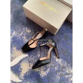 Jimmy Choo Soft Embossed Leather High Heel Sandals For Women Black