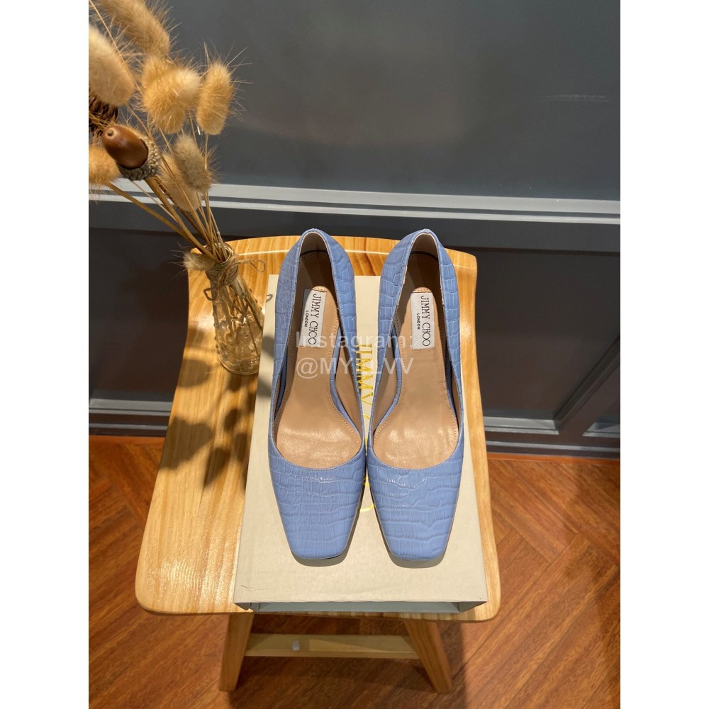 Jimmy Choo Soft Embossed Leather High Heel Sandals For Women Blue