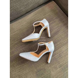 Jimmy Choo Soft Embossed Leather High Heel Sandals For Women Blue