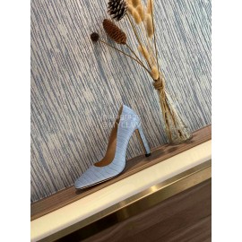 Jimmy Choo Soft Embossed Leather High Heel Sandals For Women Blue