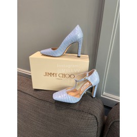 Jimmy Choo Soft Embossed Leather High Heel Sandals For Women Blue