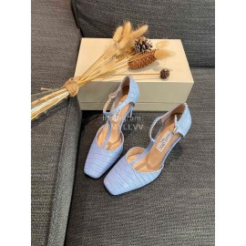 Jimmy Choo Soft Embossed Leather High Heel Sandals For Women Blue