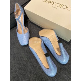 Jimmy Choo Soft Embossed Leather High Heel Sandals For Women Blue