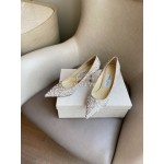Jimmy Choo Elegant Pearl Pointed High Heels For Women 