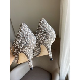 Jimmy Choo Elegant Pearl Pointed High Heels For Women 