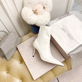 Jimmy Choo Fashion Elastic Leather High Heeled Boots For Women White