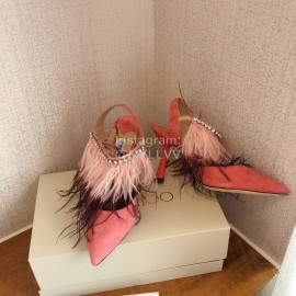 Jimmy Choo Fashion Sheepskin High Heel Sandals For Women Rose Red