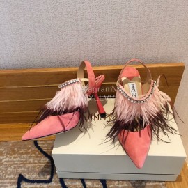 Jimmy Choo Fashion Sheepskin High Heel Sandals For Women Rose Red