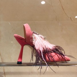 Jimmy Choo Fashion Sheepskin High Heel Sandals For Women Rose Red