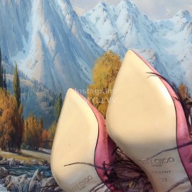 Jimmy Choo Fashion Sheepskin High Heel Sandals For Women Rose Red