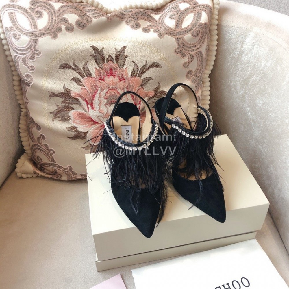 Jimmy Choo Fashion Sheepskin High Heel Sandals For Women Black