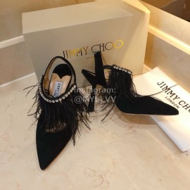 Jimmy Choo Fashion Sheepskin High Heel Sandals For Women Black