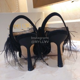 Jimmy Choo Fashion Sheepskin High Heel Sandals For Women Black