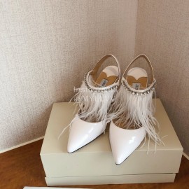 Jimmy Choo Fashion Sheepskin High Heel Sandals For Women White