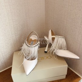 Jimmy Choo Fashion Sheepskin High Heel Sandals For Women White