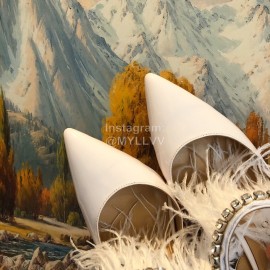 Jimmy Choo Fashion Sheepskin High Heel Sandals For Women White