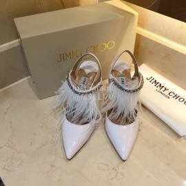 Jimmy Choo Fashion Sheepskin High Heel Sandals For Women White