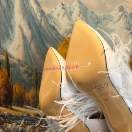 Jimmy Choo Fashion Sheepskin High Heel Sandals For Women White