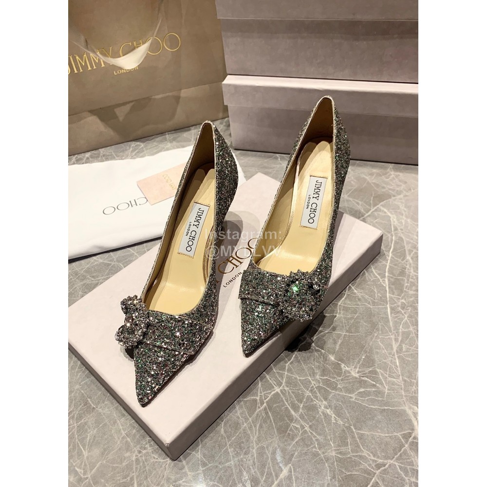 Jimmy Choo Fashion Leather Pointed High Heels For Women Gray