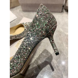 Jimmy Choo Fashion Leather Pointed High Heels For Women Gray