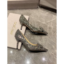 Jimmy Choo Fashion Leather Pointed High Heels For Women Gray