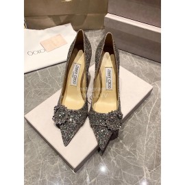 Jimmy Choo Fashion Leather Pointed High Heels For Women Gray