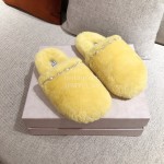 Jimmy Choo Autumn Winter Soft Fur Slippers For Women Yellow