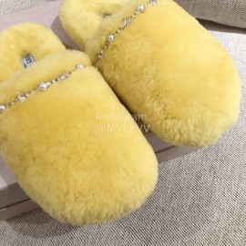 Jimmy Choo Autumn Winter Soft Fur Slippers For Women Yellow