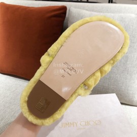 Jimmy Choo Autumn Winter Soft Fur Slippers For Women Yellow