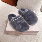 Jimmy Choo Autumn Winter Soft Fur Slippers For Women Gray