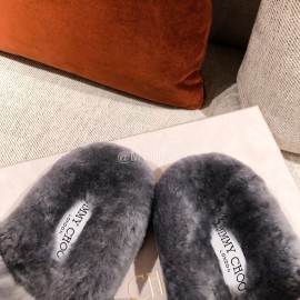 Jimmy Choo Autumn Winter Soft Fur Slippers For Women Gray