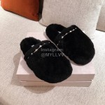 Jimmy Choo Autumn Winter Soft Fur Slippers For Women Black