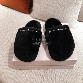 Jimmy Choo Autumn Winter Soft Fur Slippers For Women Black