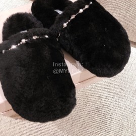 Jimmy Choo Autumn Winter Soft Fur Slippers For Women Black