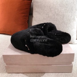 Jimmy Choo Autumn Winter Soft Fur Slippers For Women Black