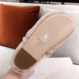 Jimmy Choo Autumn Winter Soft Fur Slippers For Women Beige