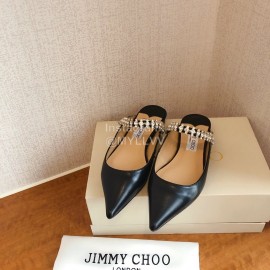 Jimmy Choo Soft Leather Flat Heel Sandals For Women Black