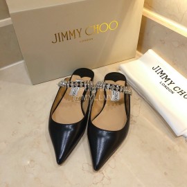 Jimmy Choo Soft Leather Flat Heel Sandals For Women Black