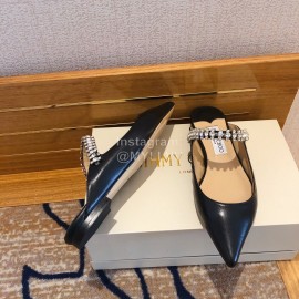 Jimmy Choo Soft Leather Flat Heel Sandals For Women Black