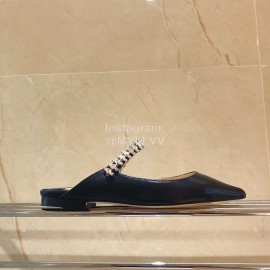 Jimmy Choo Soft Leather Flat Heel Sandals For Women Black