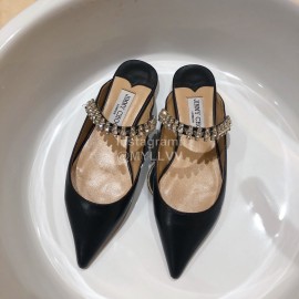 Jimmy Choo Soft Leather Flat Heel Sandals For Women Black