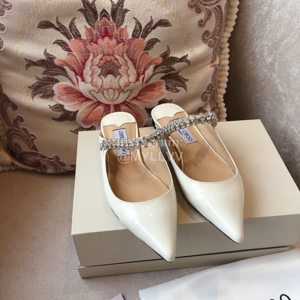 Jimmy Choo Soft Leather Flat Heel Sandals For Women White