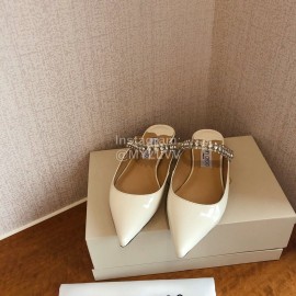 Jimmy Choo Soft Leather Flat Heel Sandals For Women White