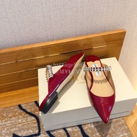 Jimmy Choo Patent Leather Flat Heel Sandals For Women Red