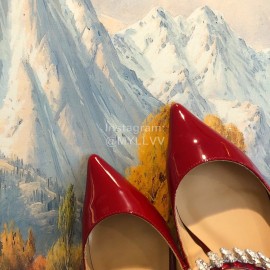 Jimmy Choo Patent Leather Flat Heel Sandals For Women Red