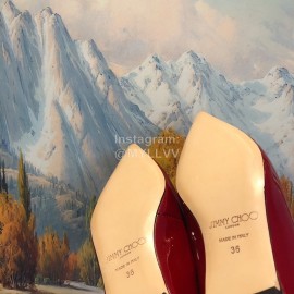 Jimmy Choo Patent Leather Flat Heel Sandals For Women Red