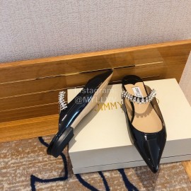 Jimmy Choo Patent Leather Flat Heel Sandals For Women Black