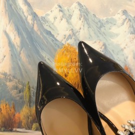 Jimmy Choo Patent Leather Flat Heel Sandals For Women Black