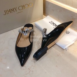 Jimmy Choo Patent Leather Flat Heel Sandals For Women Black